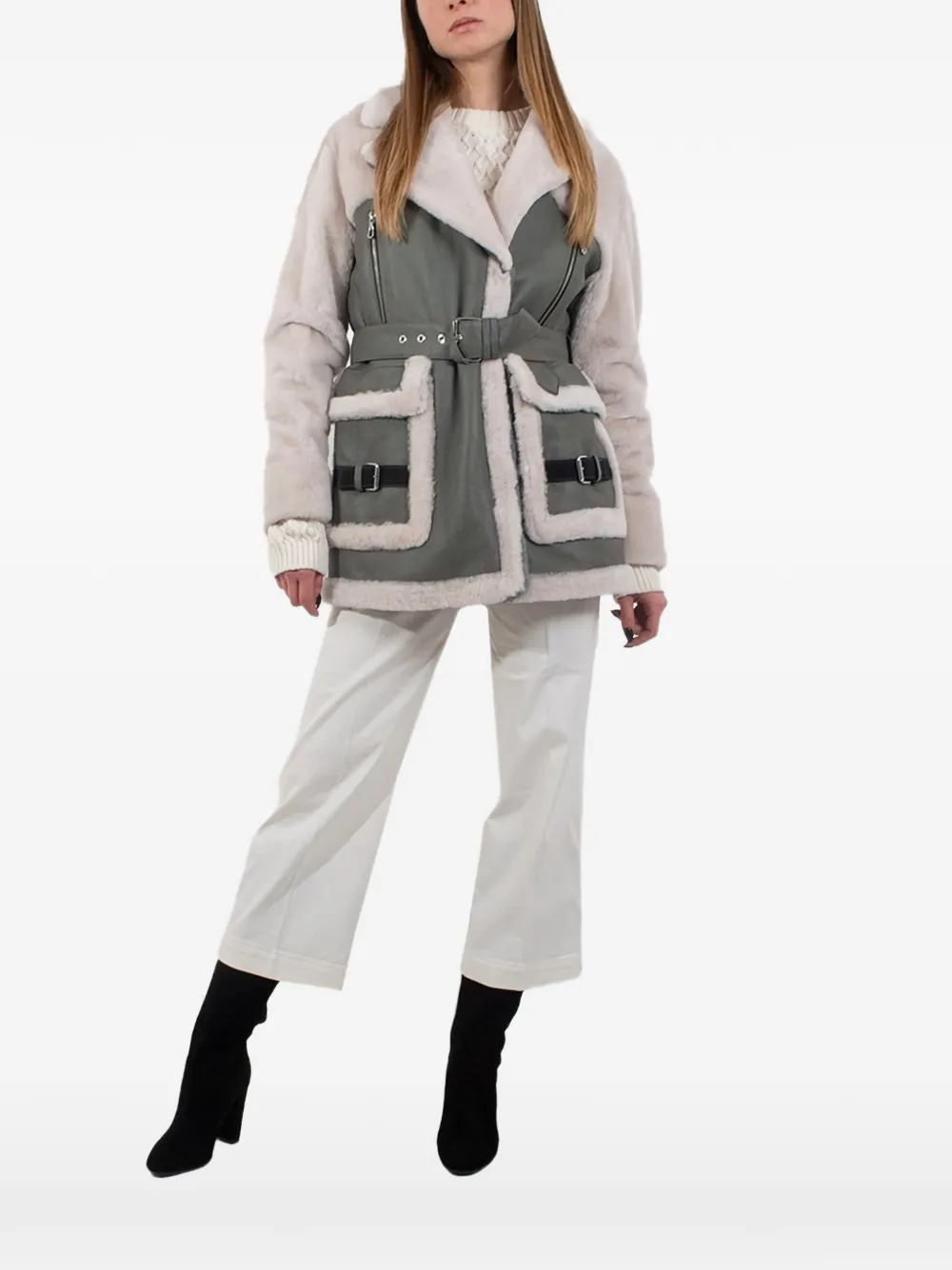 Poche Paris belted pocket jacket - Green