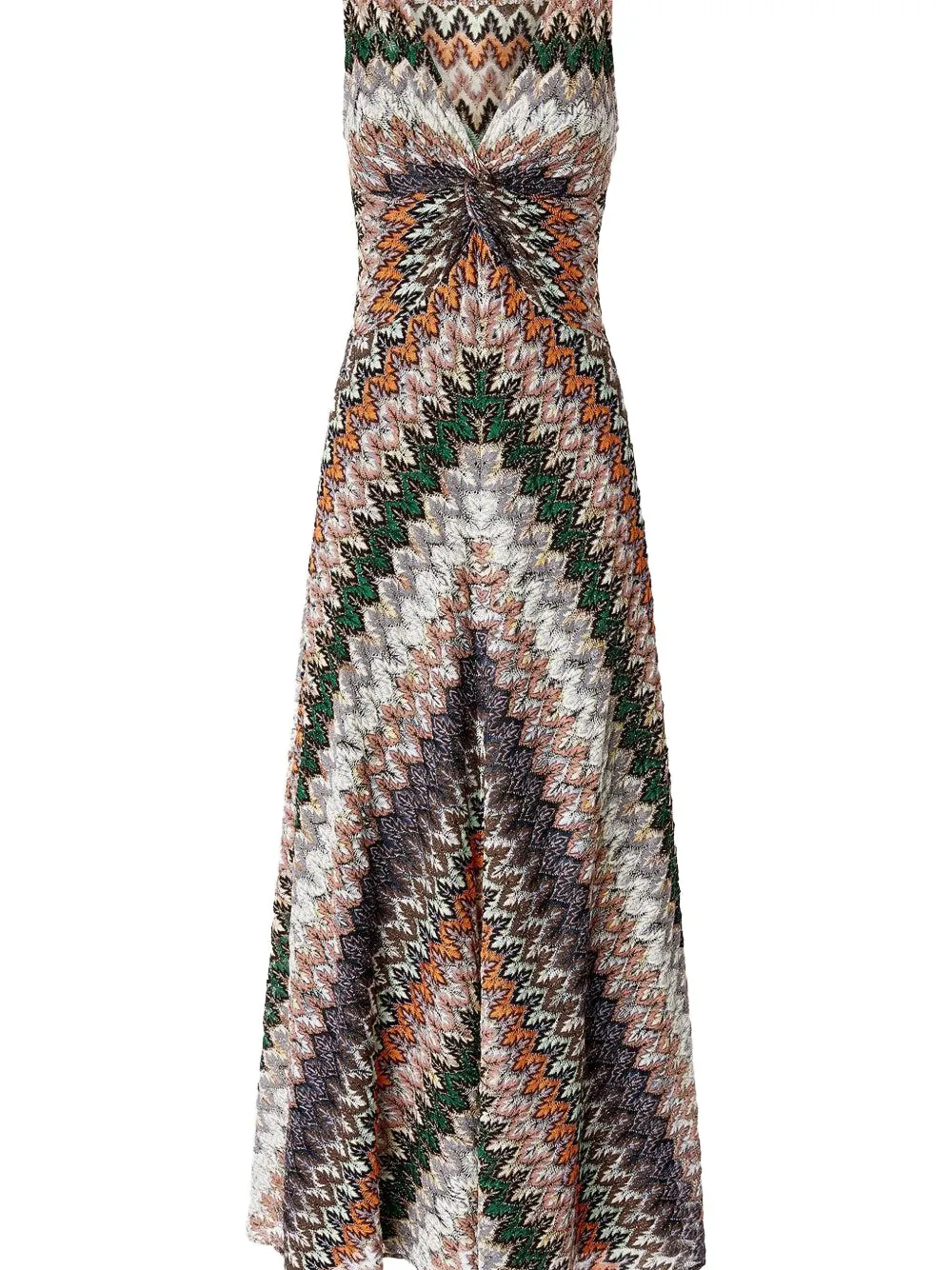 Missoni Maxi-jurk met V-hals en patroon Beige