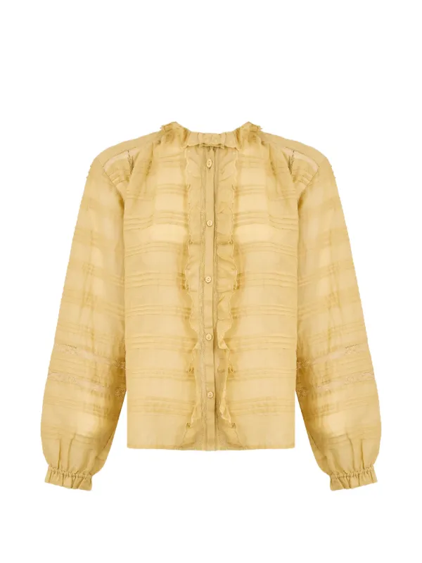 Marant Étoile Peline Ruffled Button Blouse in Yellow