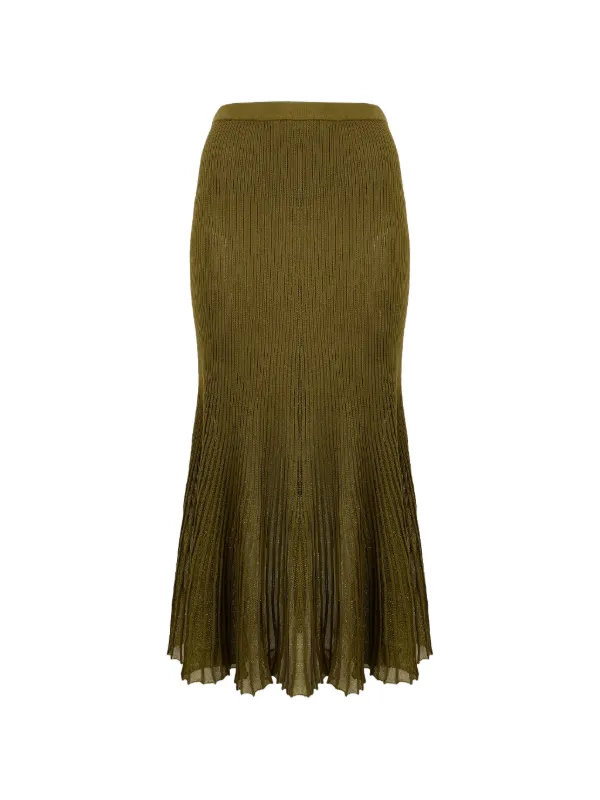 Ulla Johnson Vera Knitted Midi Skirt in Green