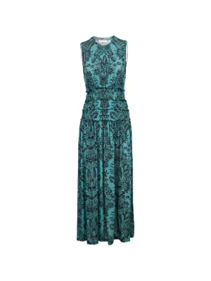 self portrait thea maxi dress with pleats Self-Portrait Thea Lace Maxi Dress In Blue Polyester