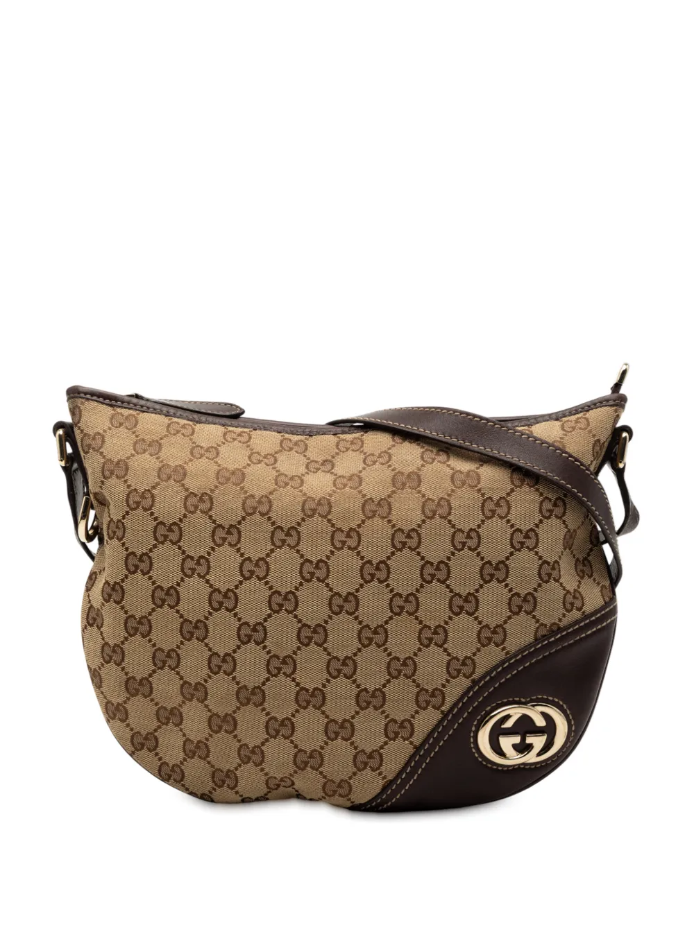 Gucci Pre-Owned 2000-2015 Medium GG Canvas New Britt Half Moon crossbody bag - Marrone