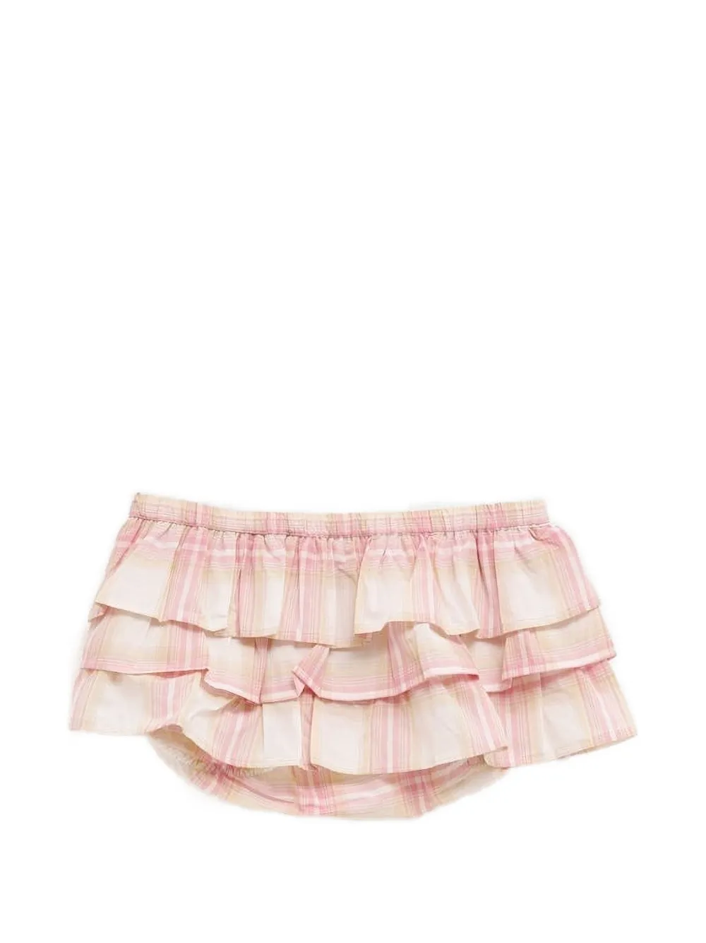 Gimaguas Jardin ruffled checkered shorts - Bianco