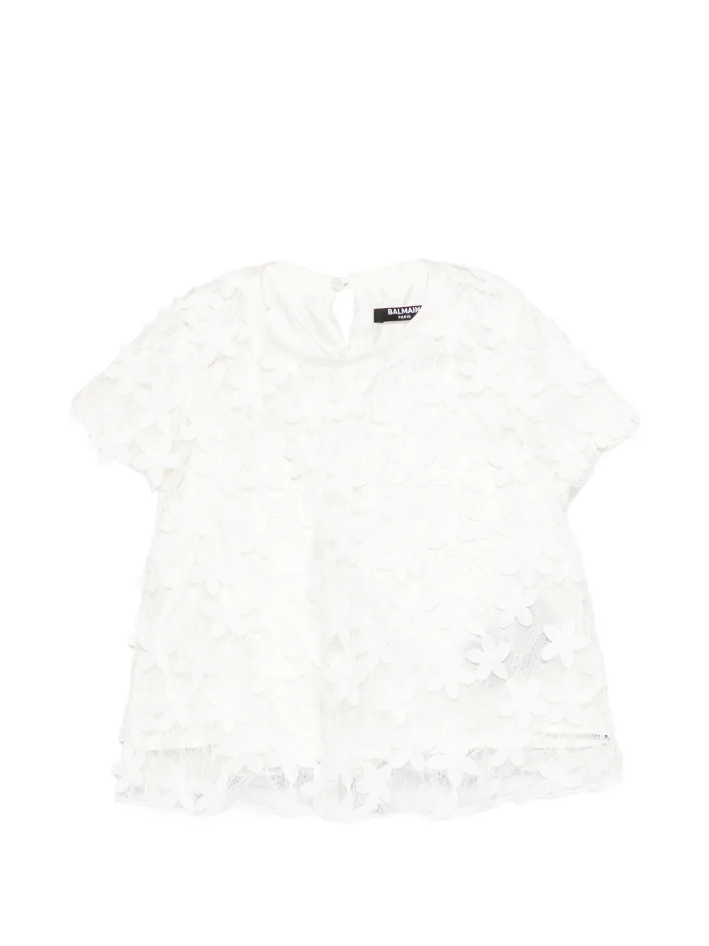 Balmain Kids floral-lace blouse - Bianco