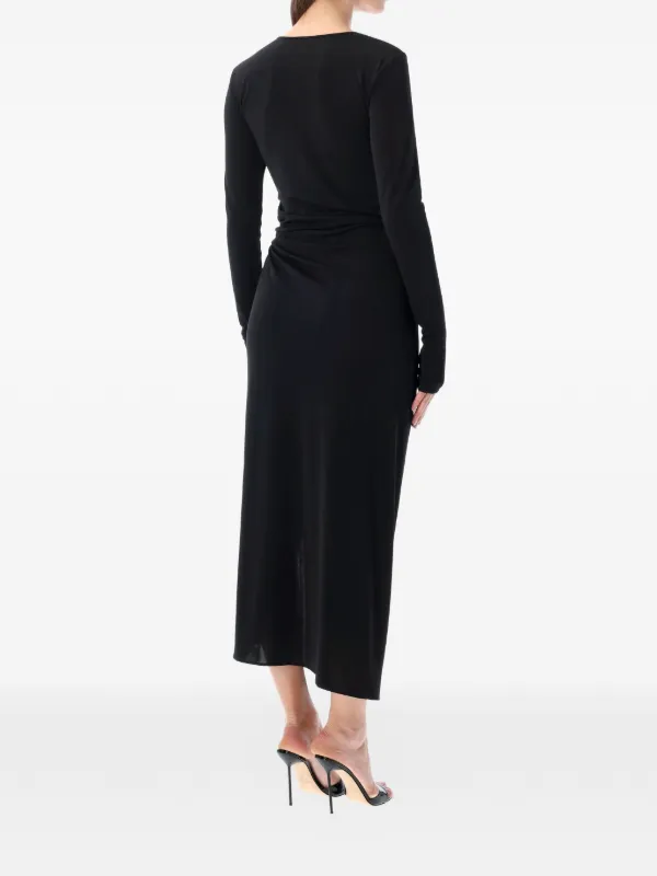 THE ANDAMANE long-sleeves Slit Midi Dress | Black | FARFETCH