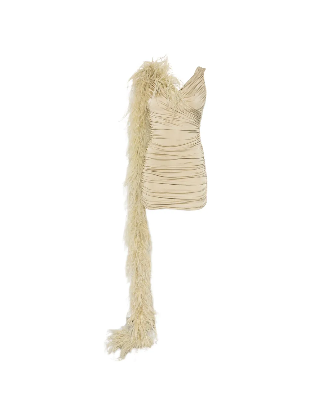 The New Arrivals Ilkyaz Ozel feather-detail mini dress - Toni neutri