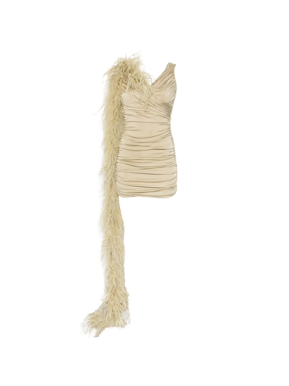 The New Arrivals Ilkyaz Ozel feather-detail mini dress - Toni neutri