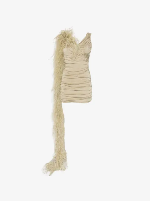The New Arrivals Ilkyaz Ozel feather-detail mini dress