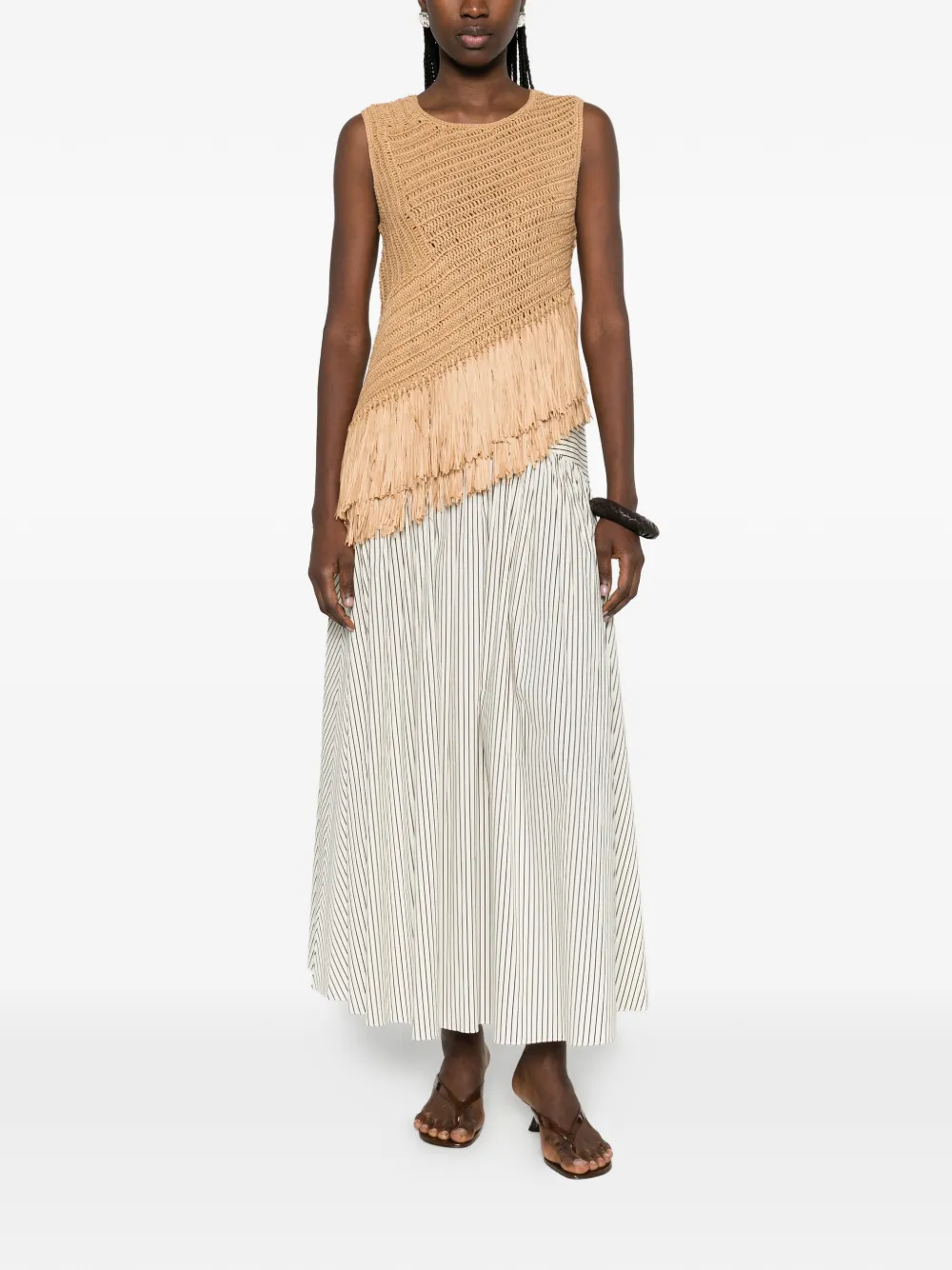 STAUD stripped panelled midi skirt - Toni neutri