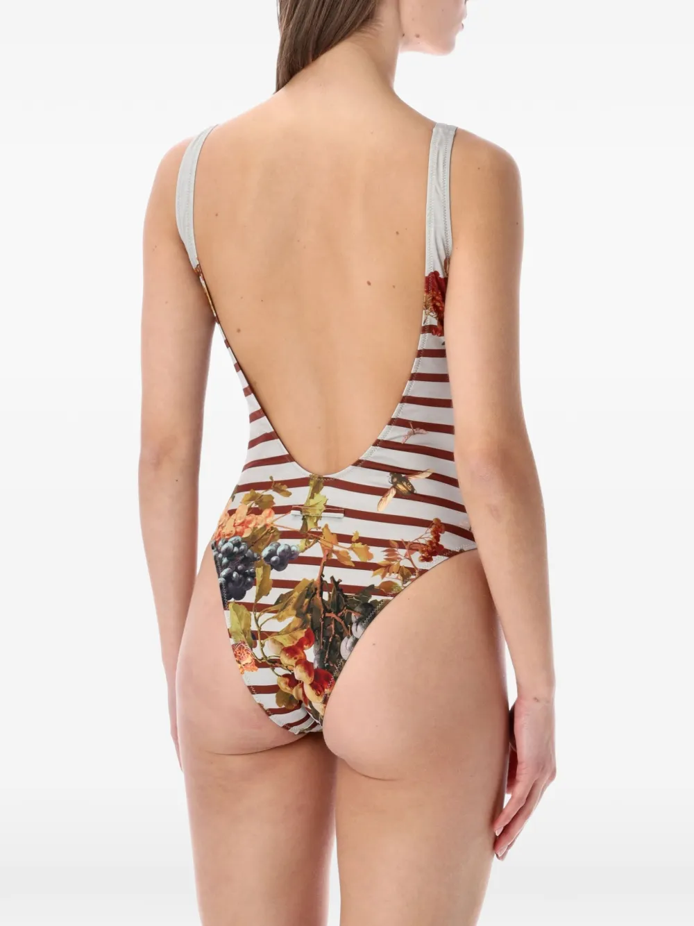 Jean Paul Gaultier Gestreept badpak met bloemen Wit