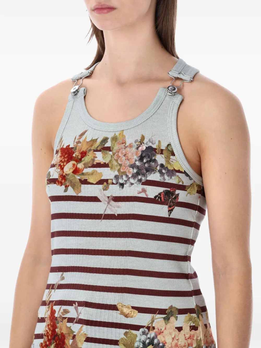 Jean Paul Gaultier Ribbed Floral Tank Top | Blue | FARFETCH