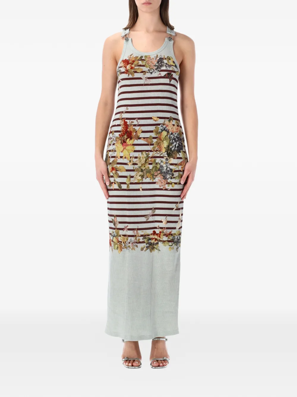 Jean Paul Gaultier striped floral tank maxi dress - Toni neutri