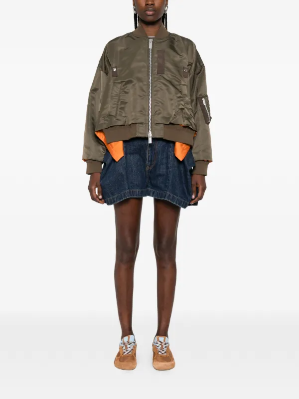 Sacai zip-up Bomber Jacket | Green | FARFETCH