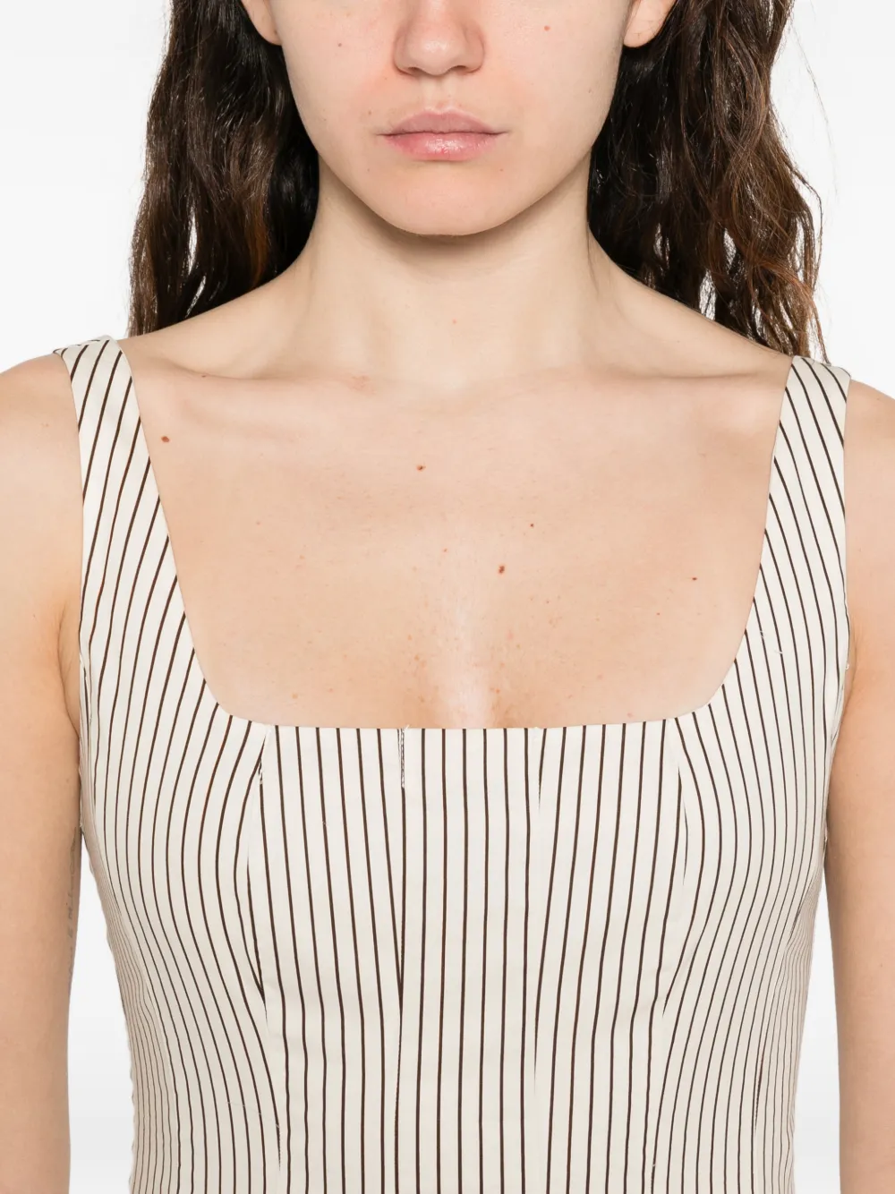STAUD Gestreepte midi-jurk Wit