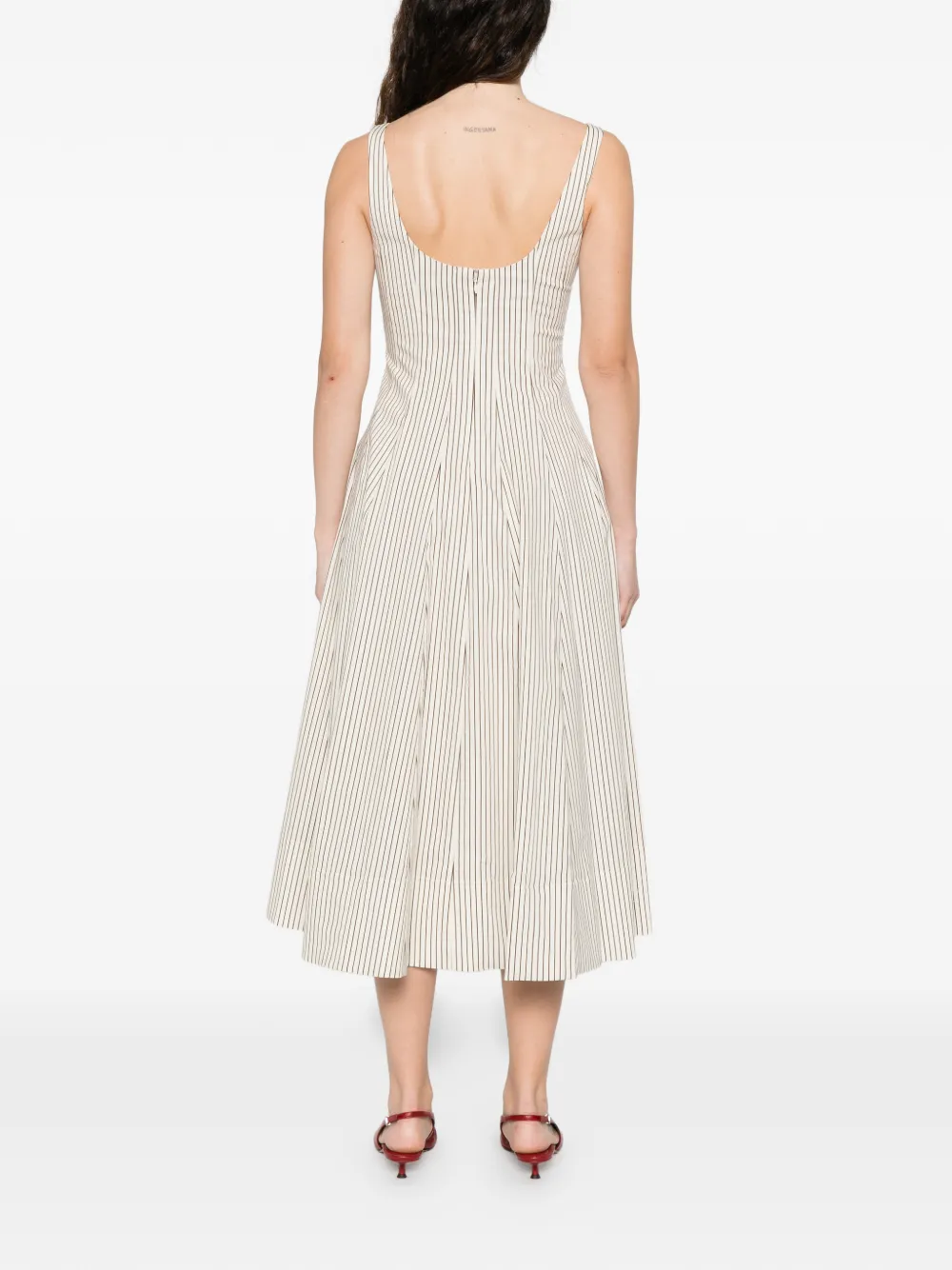 STAUD Gestreepte midi-jurk Wit