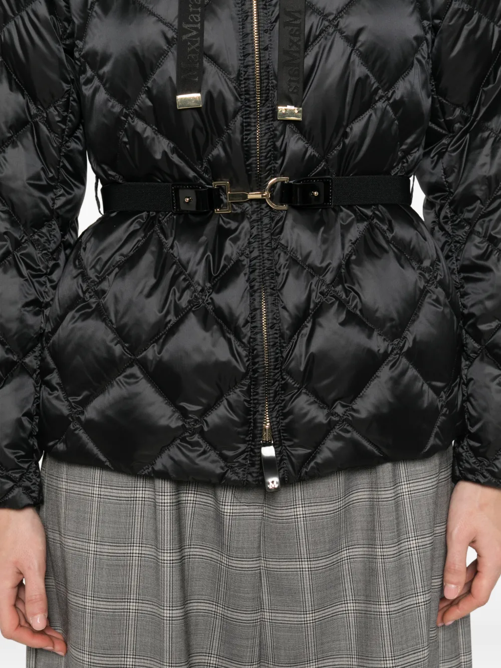 Max Mara Mtcsoftb gewatteerd jack met ceintuur Zwart
