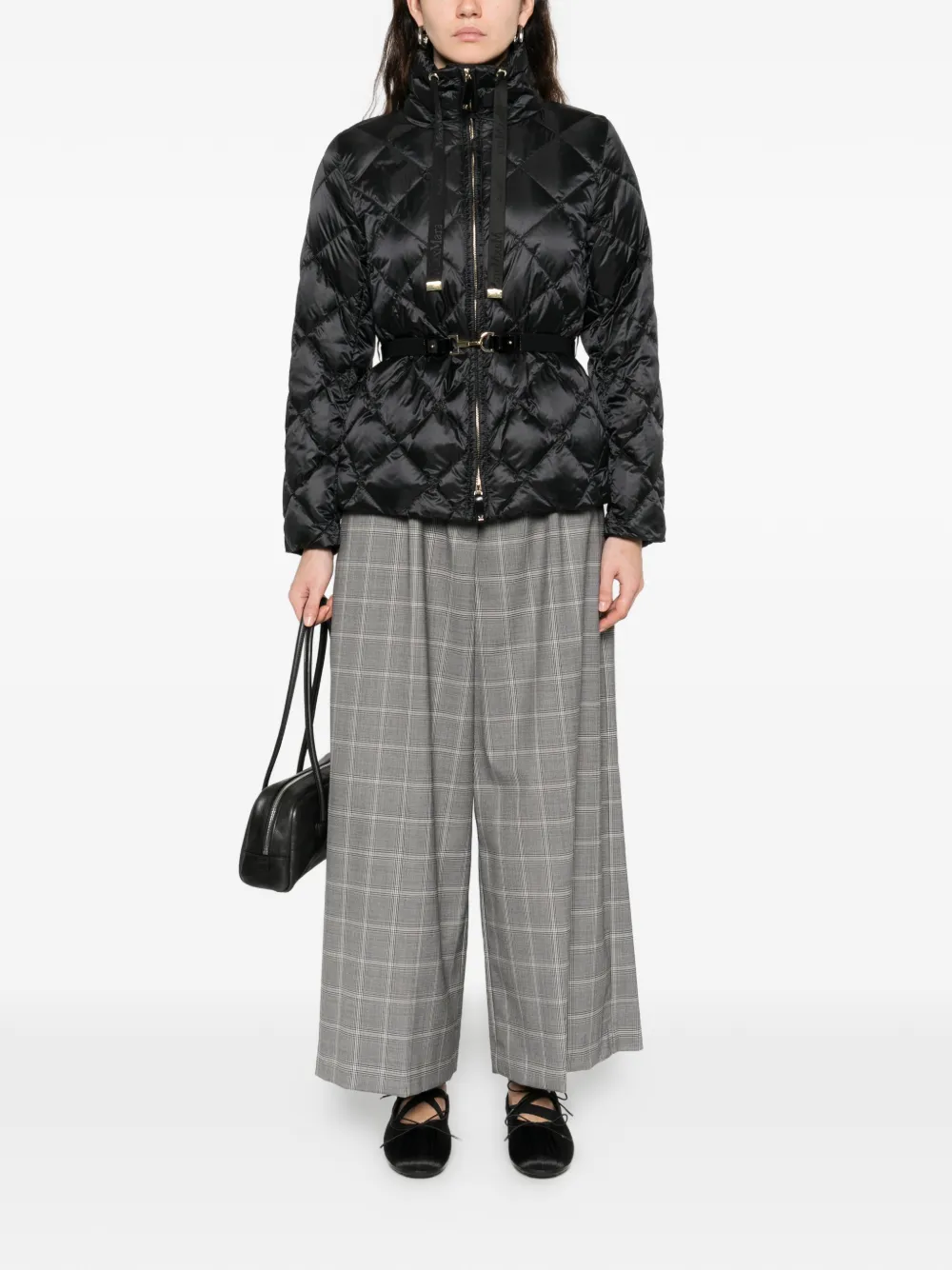Max Mara Mtcsoftb gewatteerd jack met ceintuur Zwart