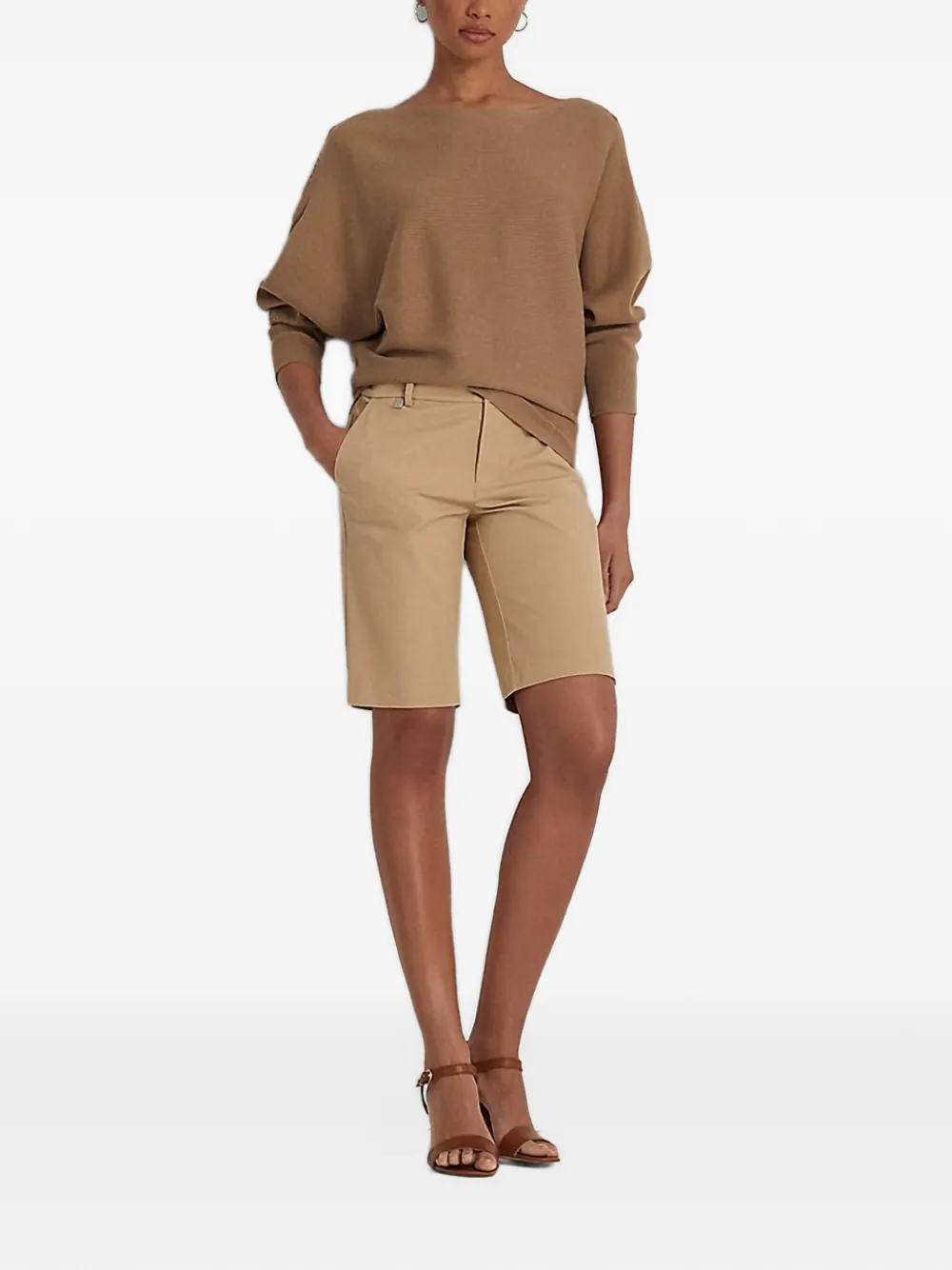 Lauren Ralph Lauren Lichtbeige shorts met riemlussen