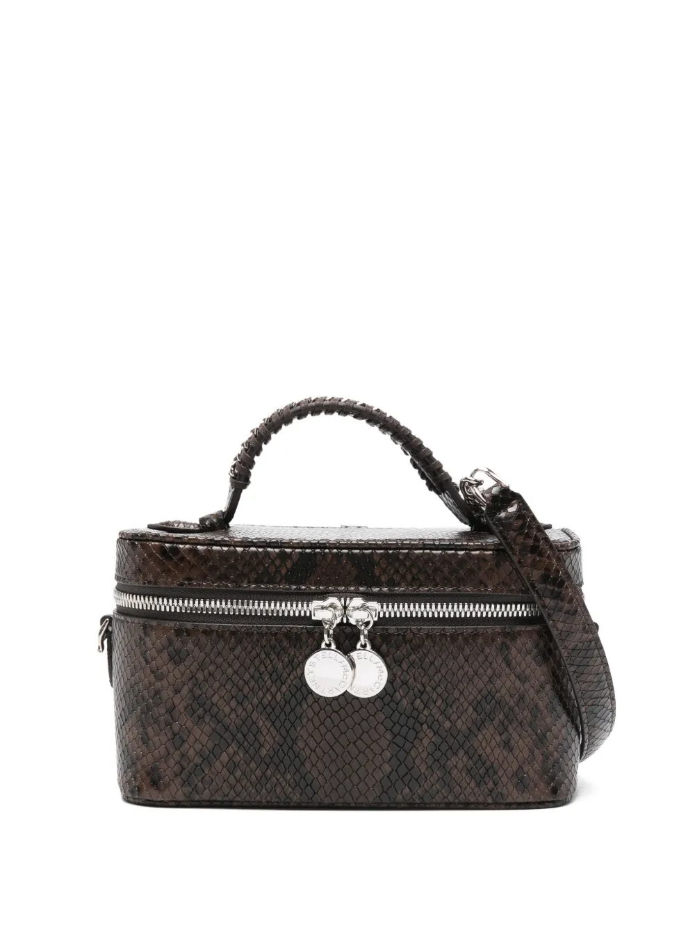 Stella Mccartney Braided-handle Printed Tote Bag In Brown