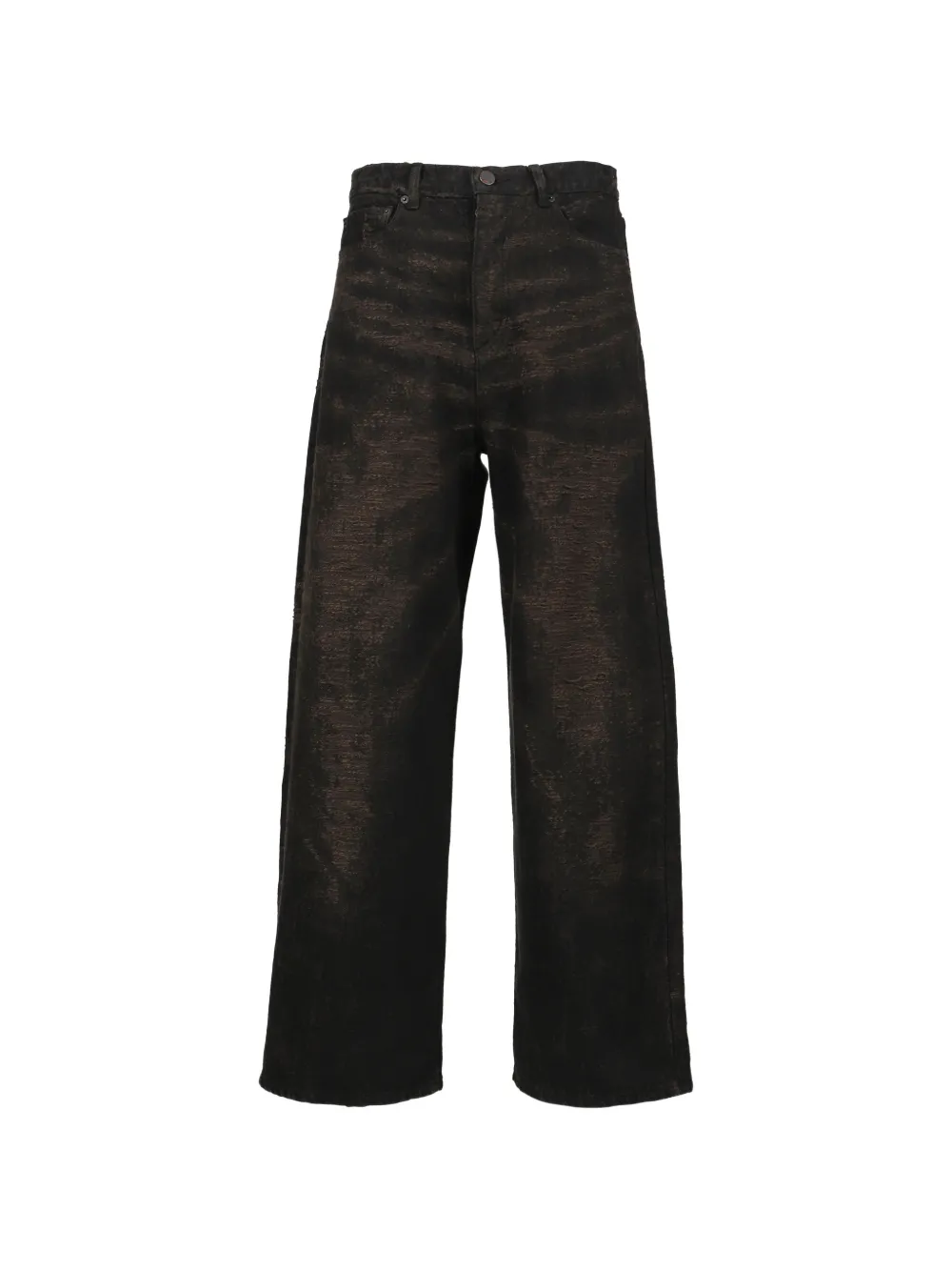 Taakk logo-patch wide-leg jeans - Marrone