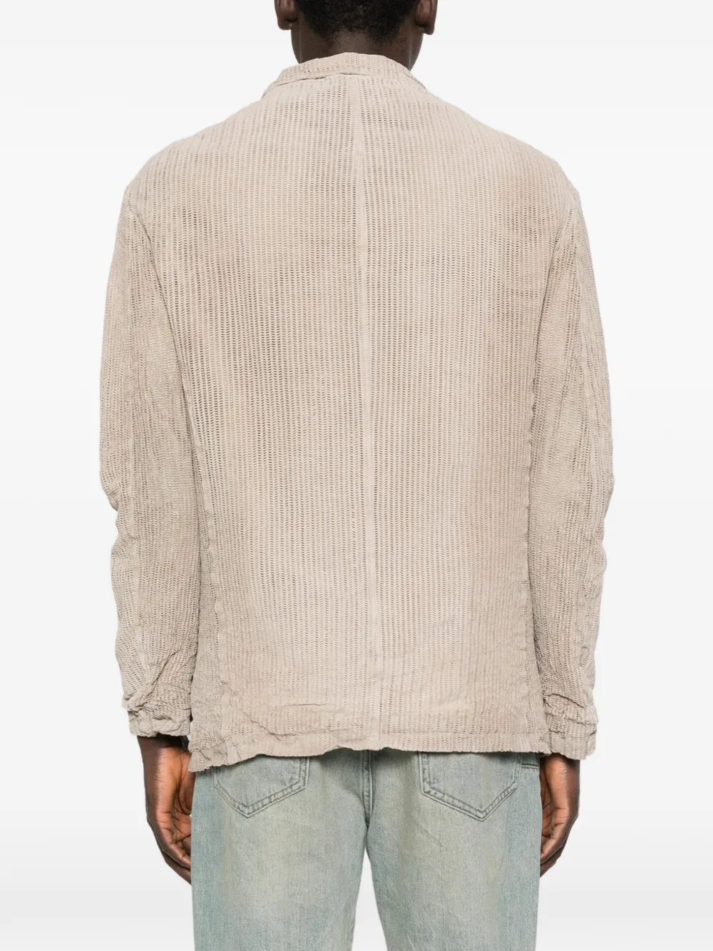 Pocketed Textured Leather Jacket