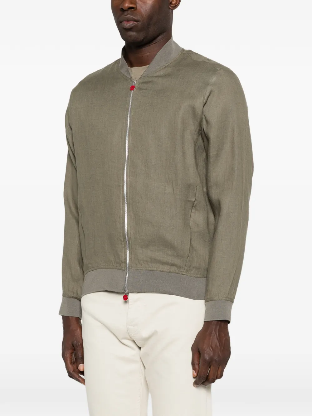  Kiton Linen Bomber Jacket - Green 