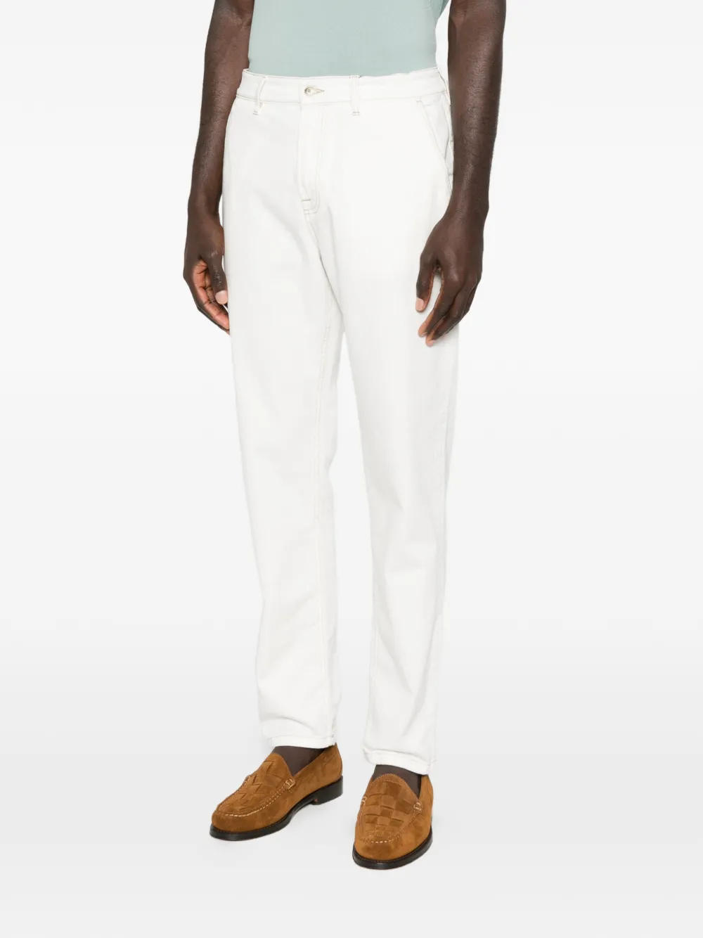Canali Broek met contrasterende afwerking Wit