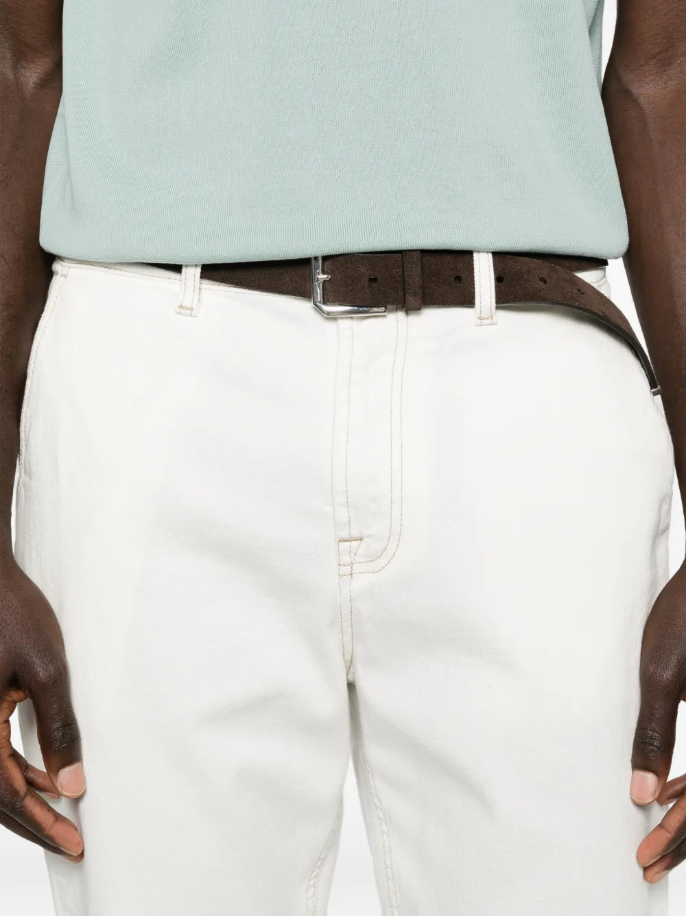 Canali Broek met contrasterende afwerking Wit