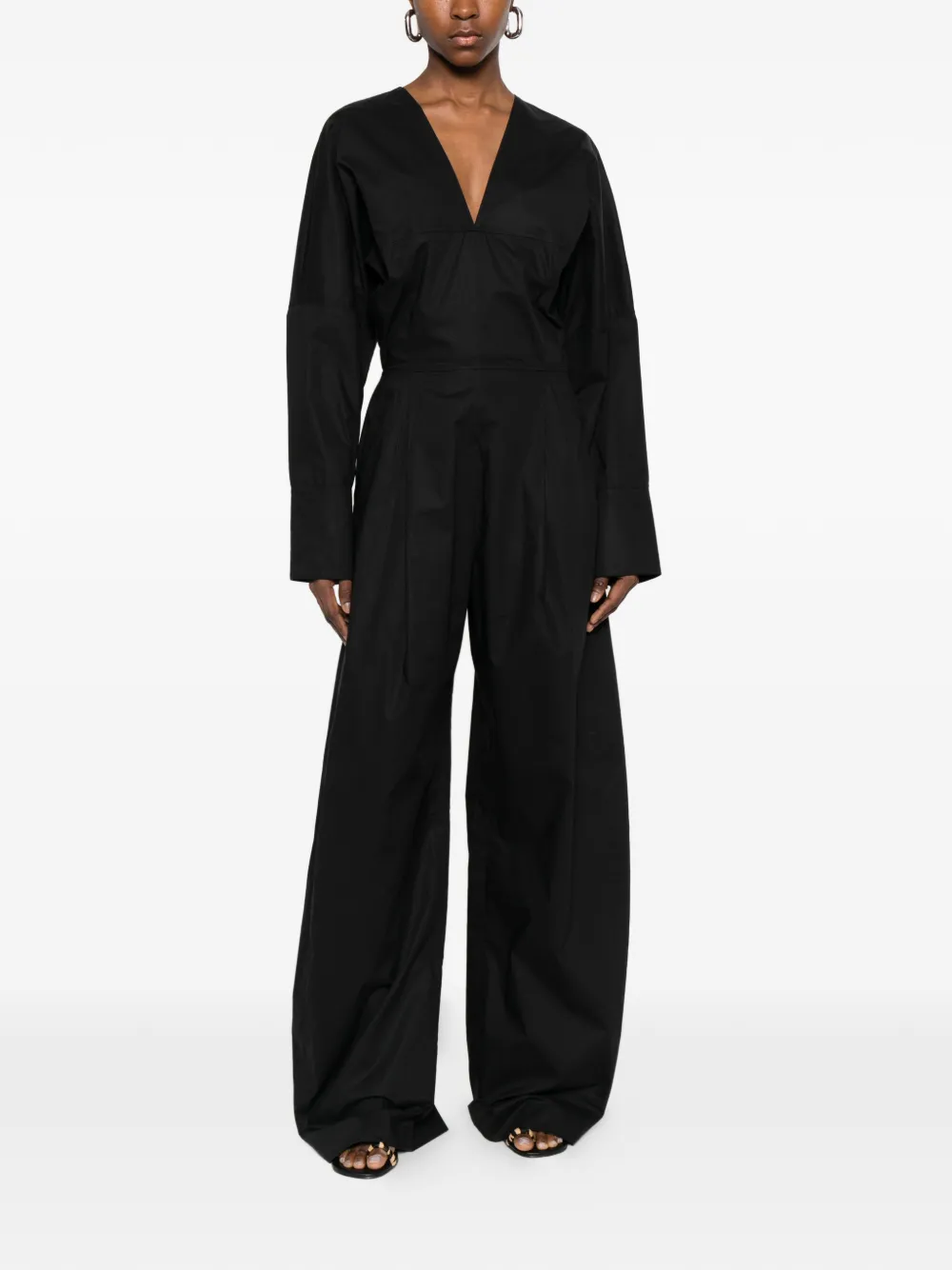  Thelatest V-neck Long-sleeved Jumpsuit - Black 