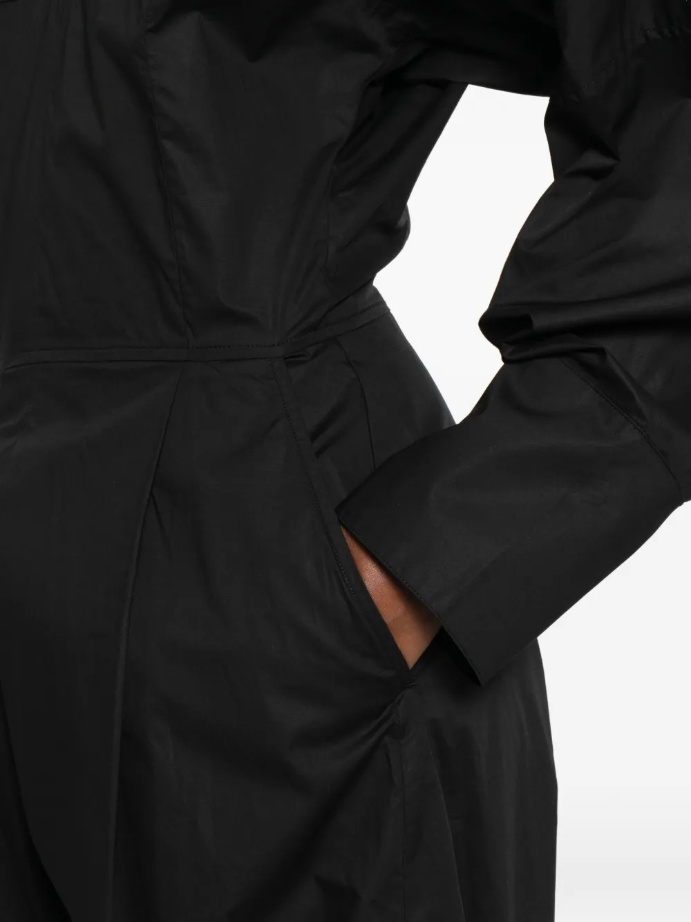 THELATEST Jumpsuit met V-hals en lange mouwen Zwart