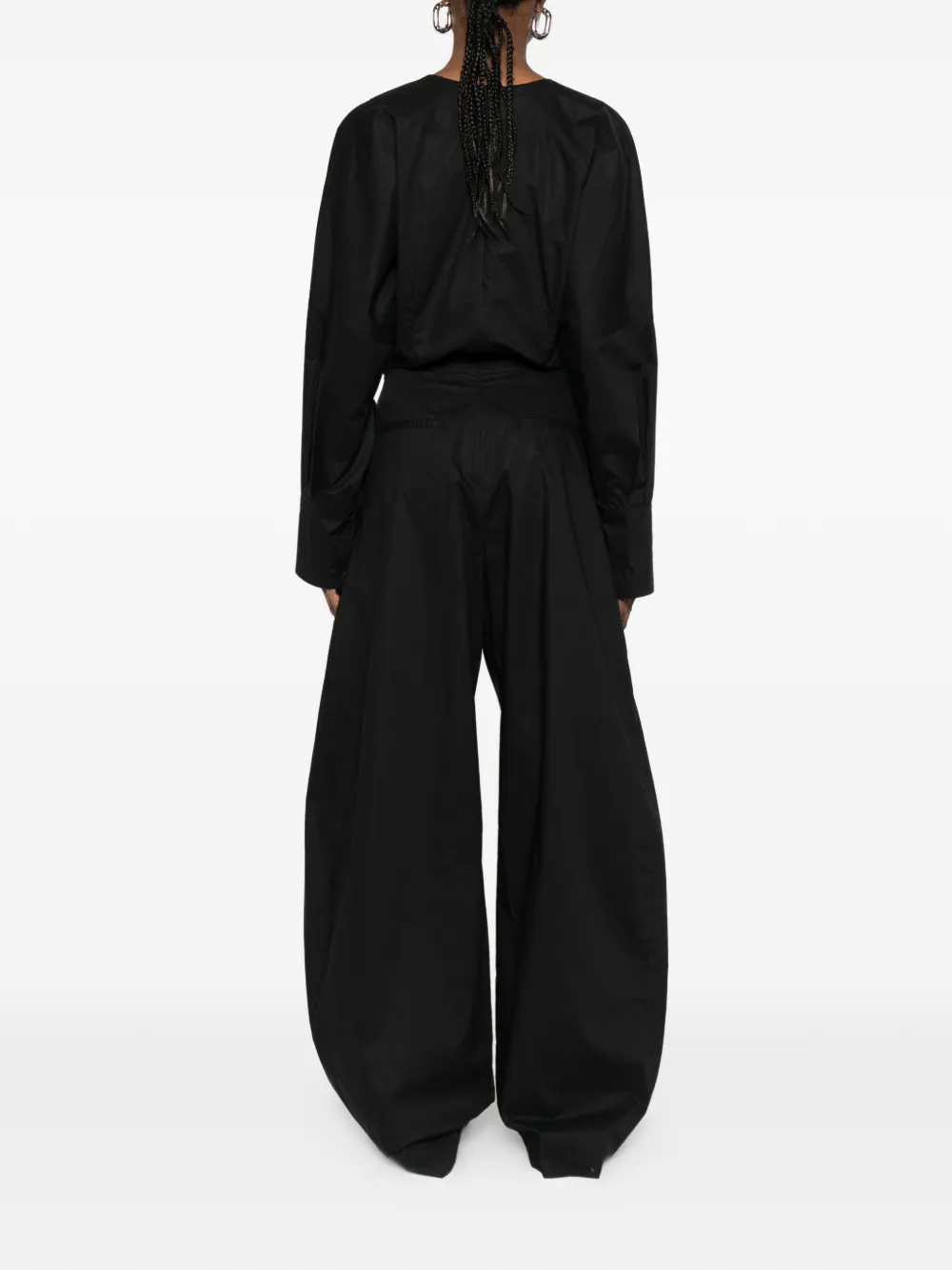THELATEST Jumpsuit met V-hals en lange mouwen Zwart