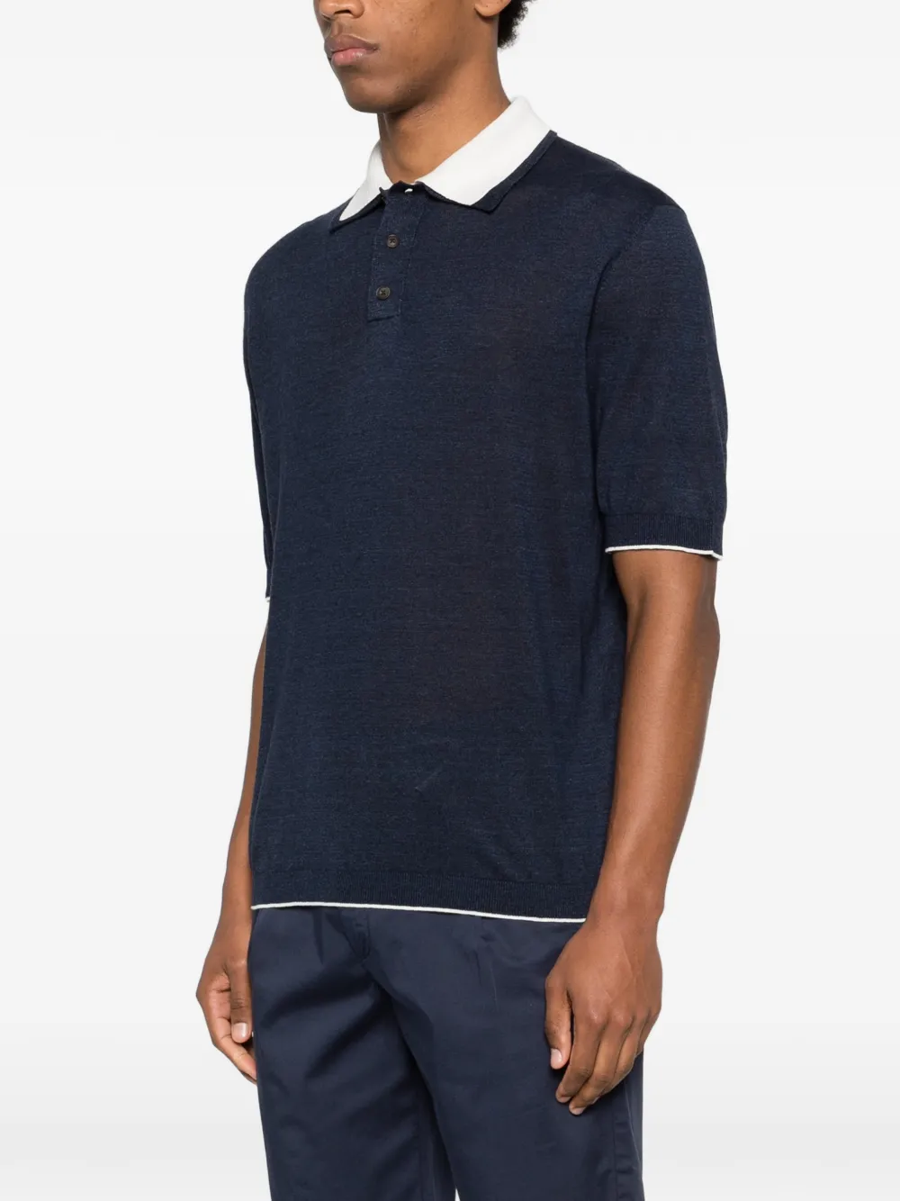 Eleventy Poloshirt met afwerking van kraag Blauw