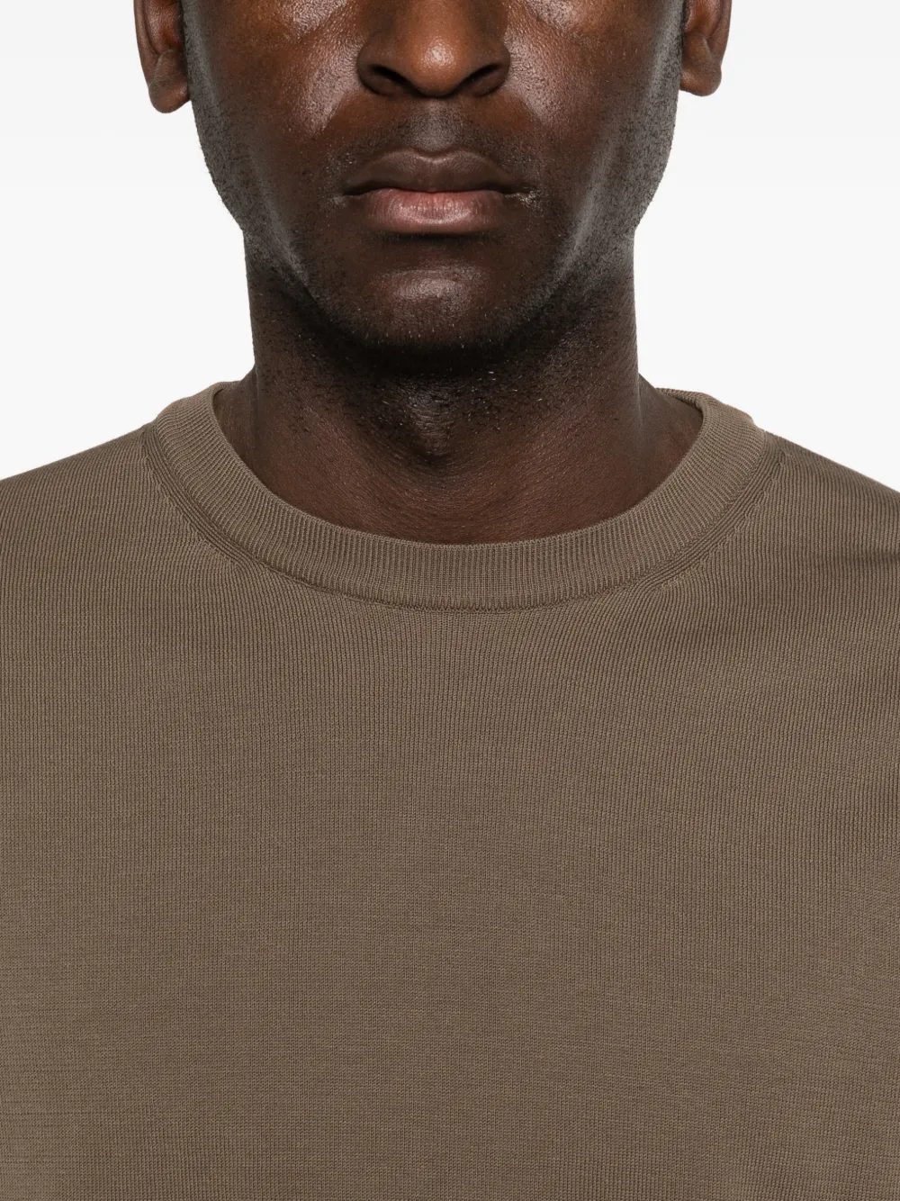 Canali T-shirt met ronde hals Bruin