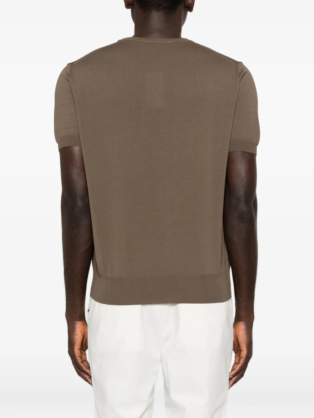 Canali T-shirt met ronde hals Bruin