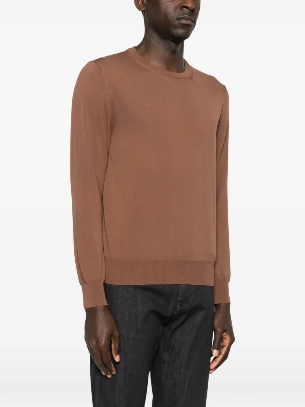  Canali Crew-neck Long-sleeve Sweater - Brown 
