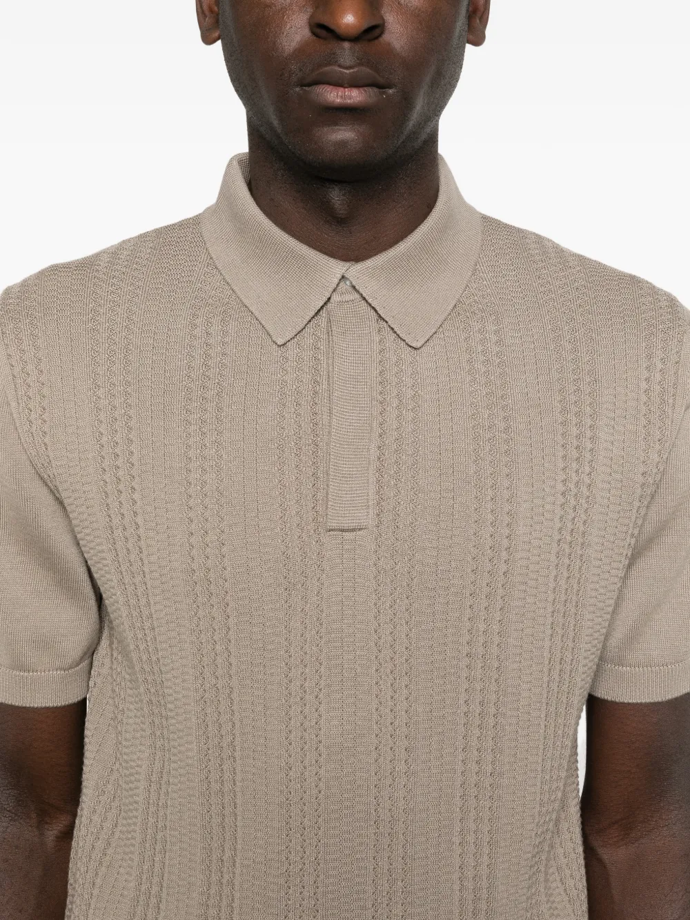 Canali Getextureerd poloshirt Bruin