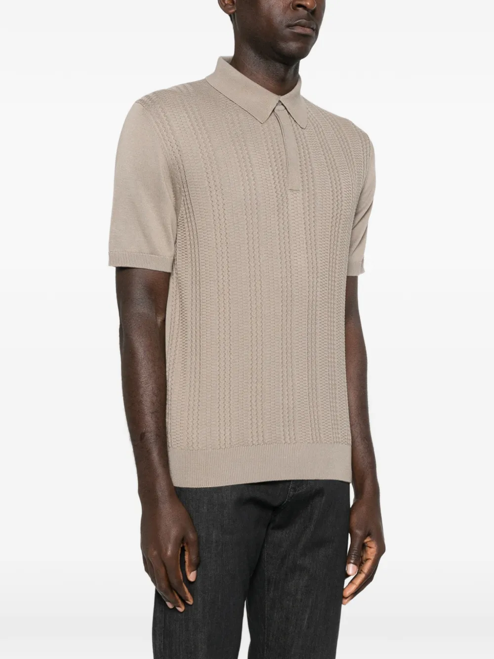 Canali Getextureerd poloshirt Bruin