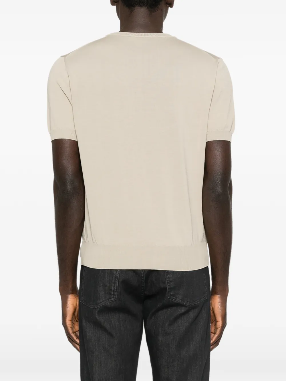 Canali Gebreid T-shirt Beige