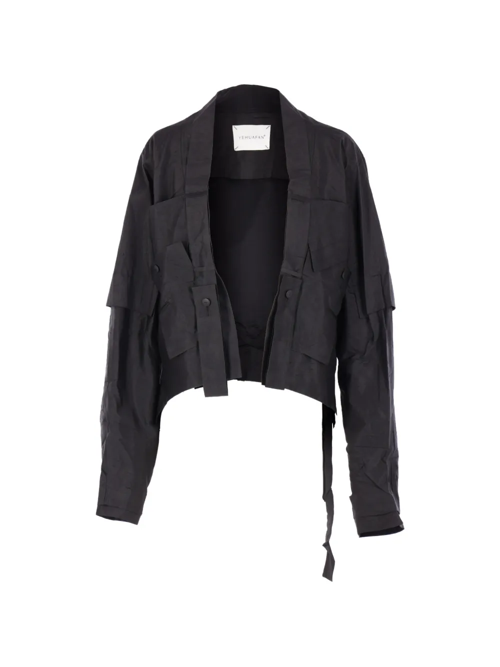YEHUAFAN deconstructed asymmetric silk jacket - Nero