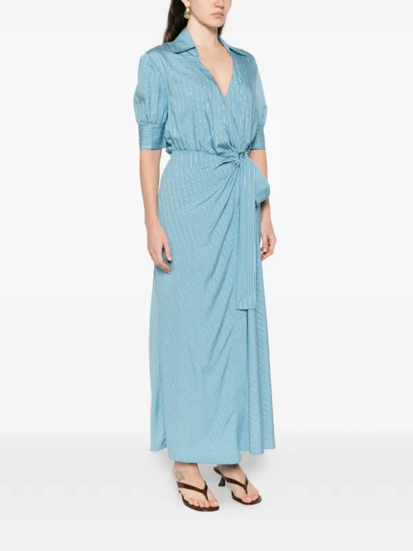 blue pinstripe tie waist shirt dress ISABELLA PIN STRIPE TIE FRONT DRESS (BLUE) | Love Cherish main image 1