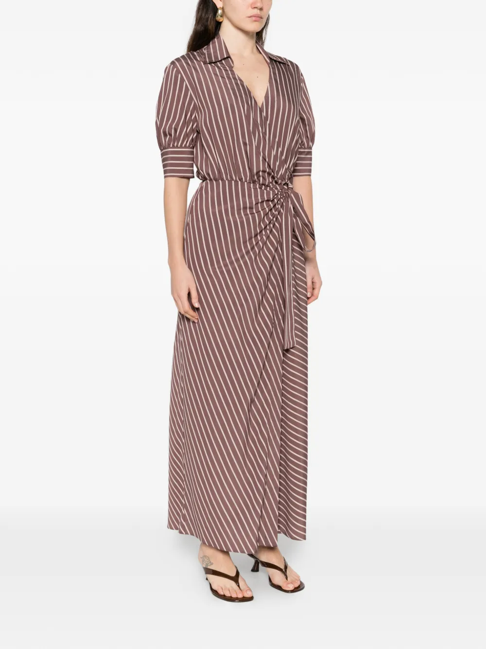 PINKO Gestreepte blousejurk Bruin