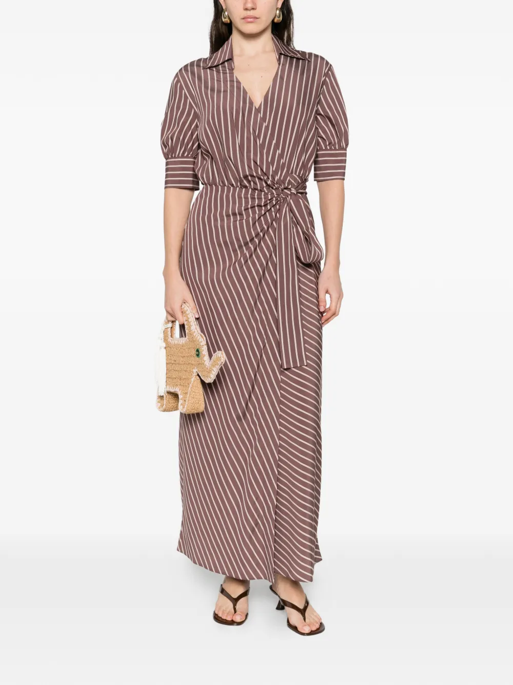 PINKO Gestreepte blousejurk Bruin