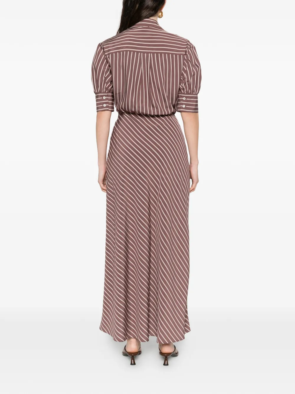 PINKO Gestreepte blousejurk Bruin