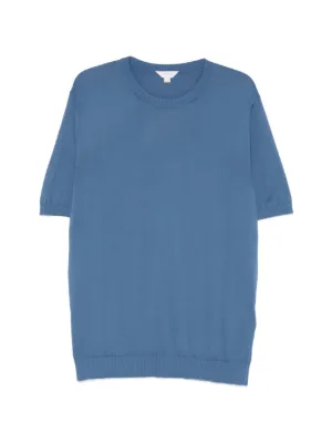 malo ニットポロ Malo crew-neck Knit T-shirt | Blue | FARFETCH GE