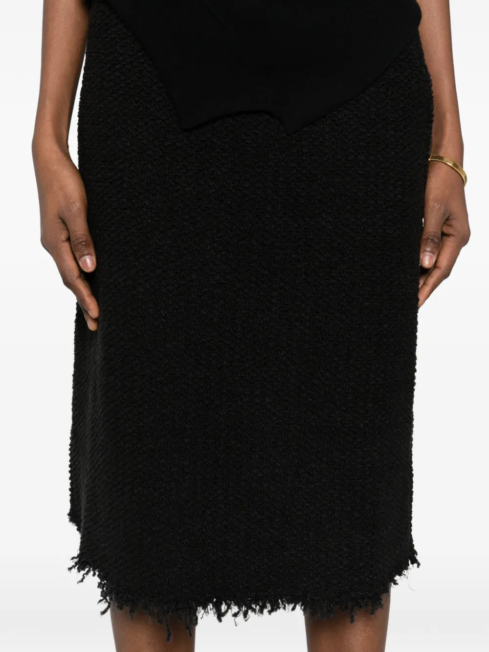 Jil Sander Midi-rok met A-lijn en franje Zwart
