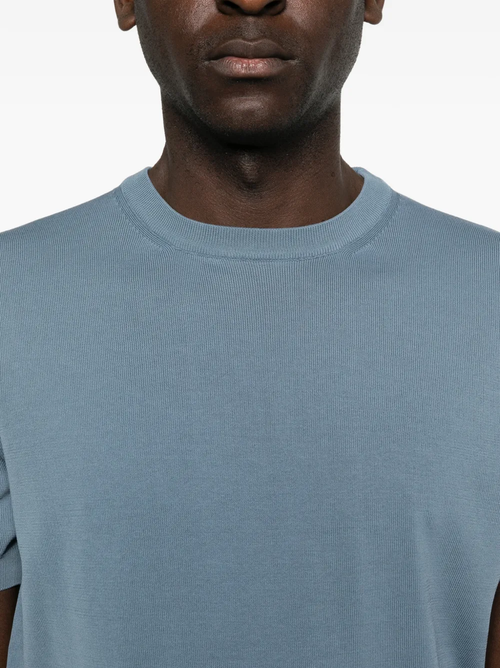 Canali Gebreid T-shirt Blauw