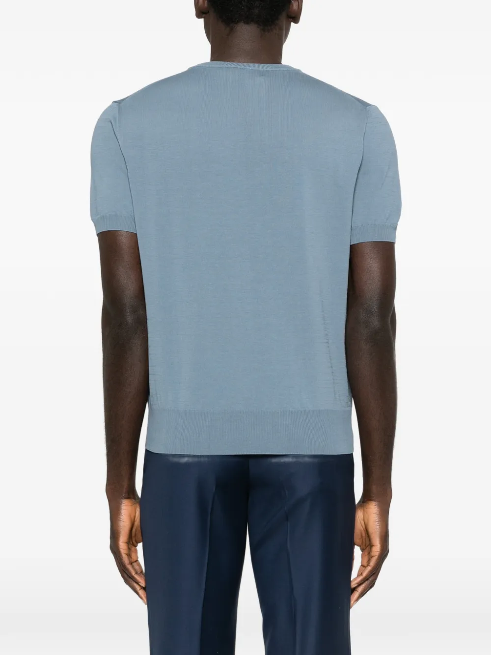 Canali Gebreid T-shirt Blauw