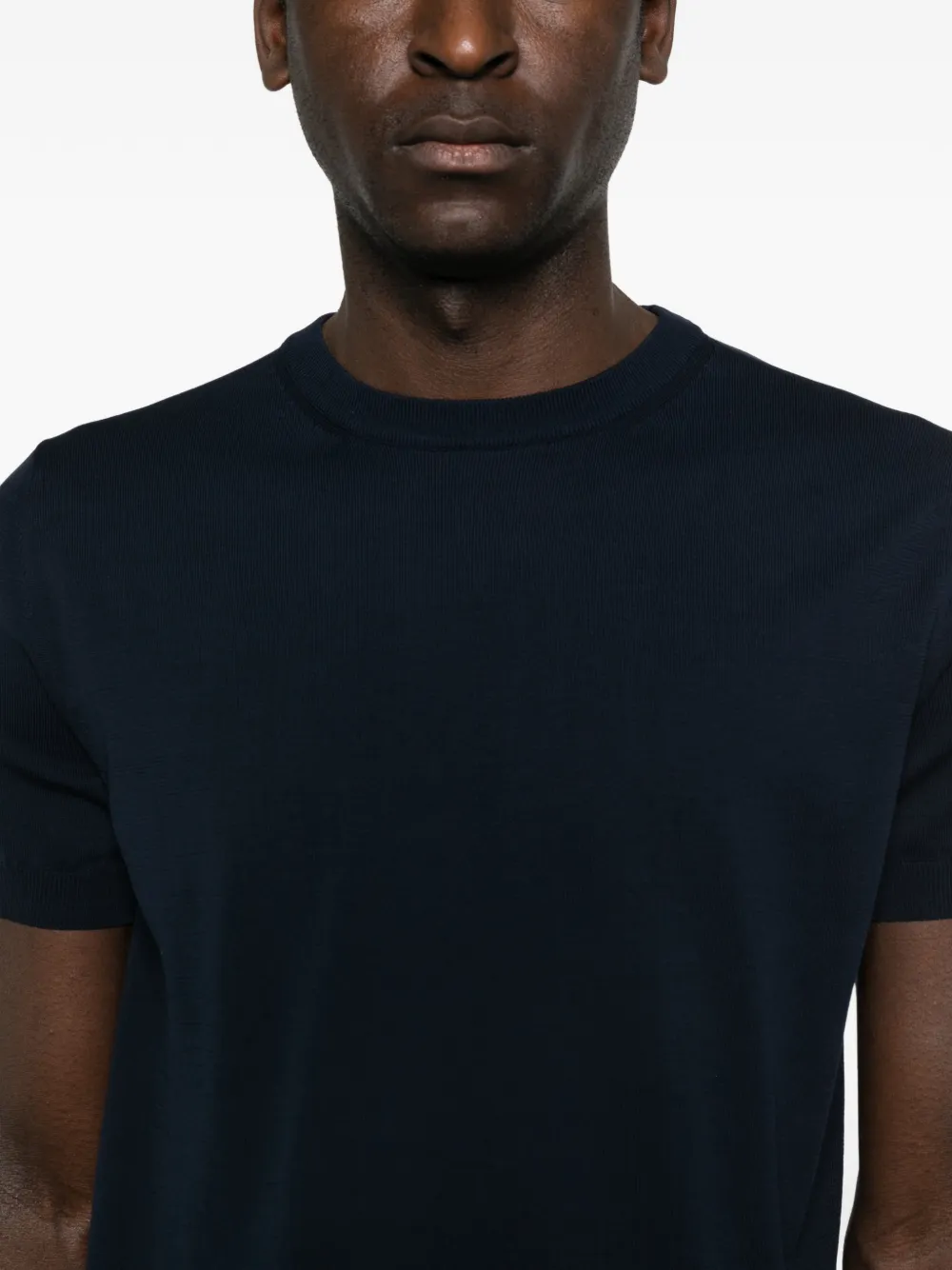 Canali Gebreid T-shirt Blauw