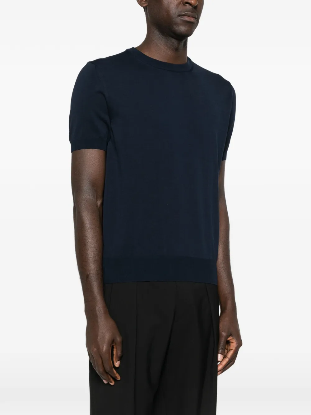 Canali Gebreid T-shirt Blauw