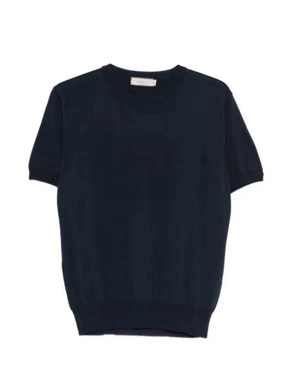 Canali Short-sleeve Knitted T-shirt in Blue